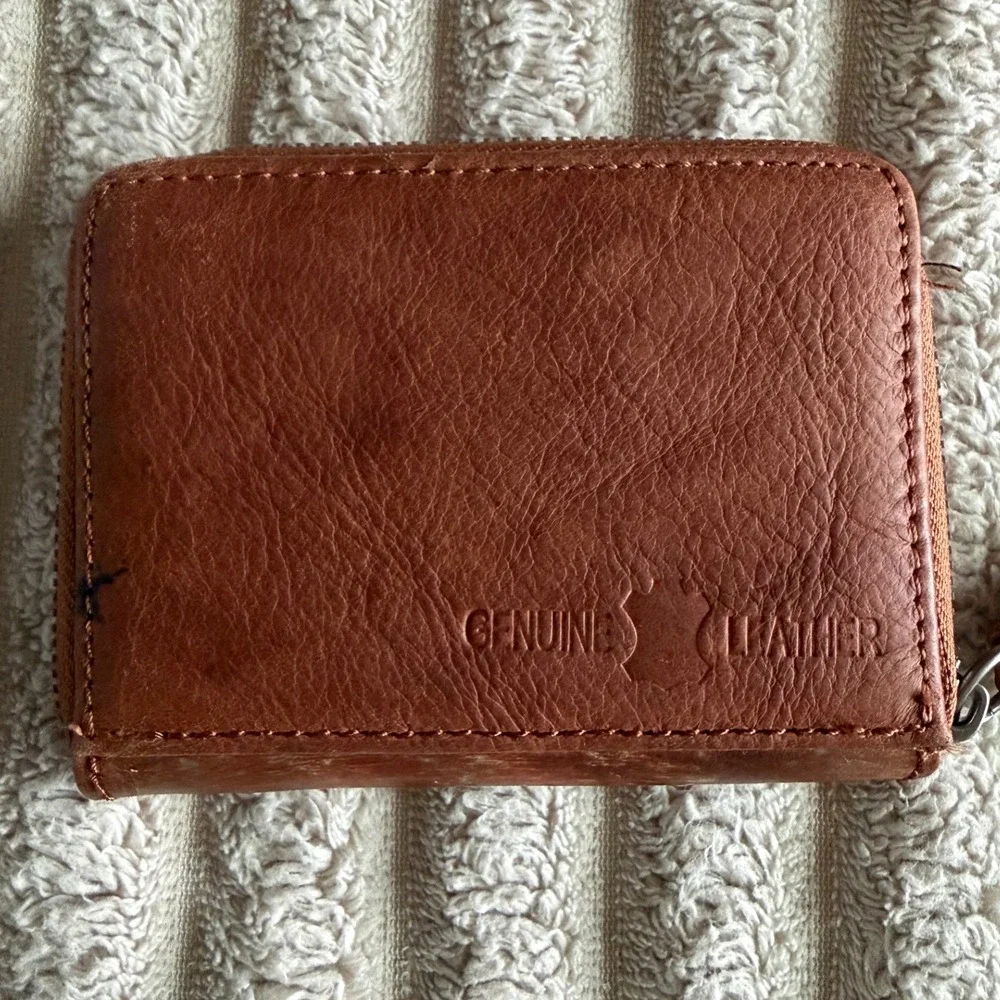 Hand Tooled Leather Accordion‎ Card Wallet Turquoise Floral Western Zip Around